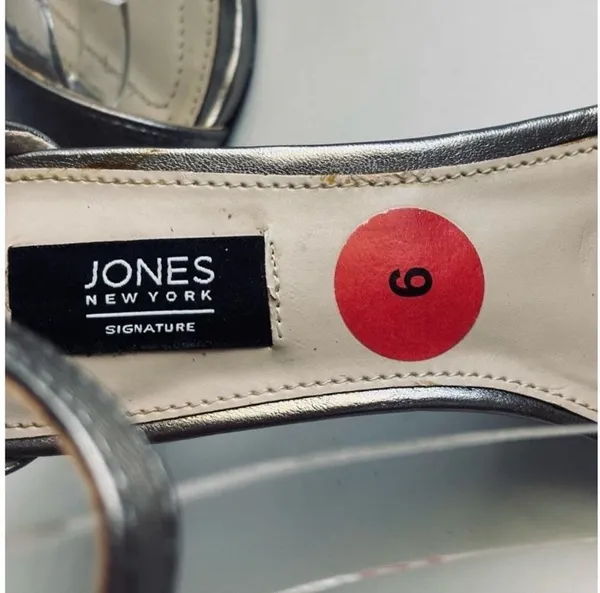 Jones New York Signature Metallic Silver Open Toe Stiletto Ankle Strap Sandals - Image 14