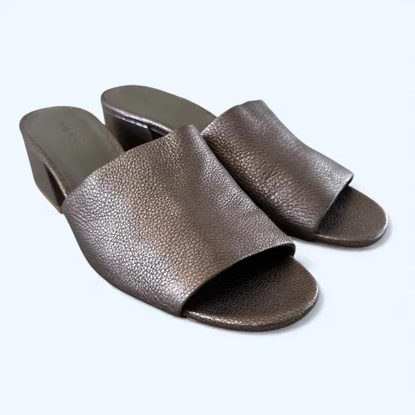 Vince Karissa Metallic Leather Slide Block Heel Sandals Size 8 Quiet Luxury Y2K - Image 7