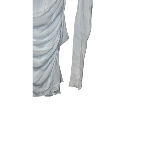 Zara Women‎ Top Semi Sheer Layered Boatneck Long Sleeve White Cotton Small NWT - Image 10