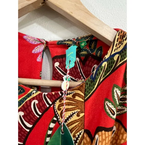 Farm Rio Red Tropical‎ Wide Leg Jumpsuit Size Large NWT Resort Wear - Image 6