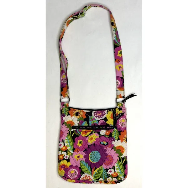 Vera Bradley Rhythm and Blues Quilted Floral Crossbody Bag Purple Pink Orange - Image 3