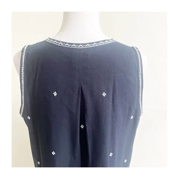 Madewell Suncoast Embroidered Shift Dress Women's Sz 12 Sleeveless Black Tassel - Image 10