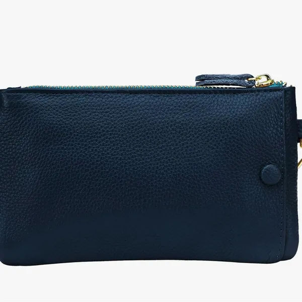 Yaluxe Blue Leather Wristlet - Image 8