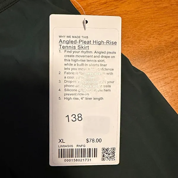 NWT lululemon Rainforest Green Pleated Tennis Skirt | Sz XL - Image 2