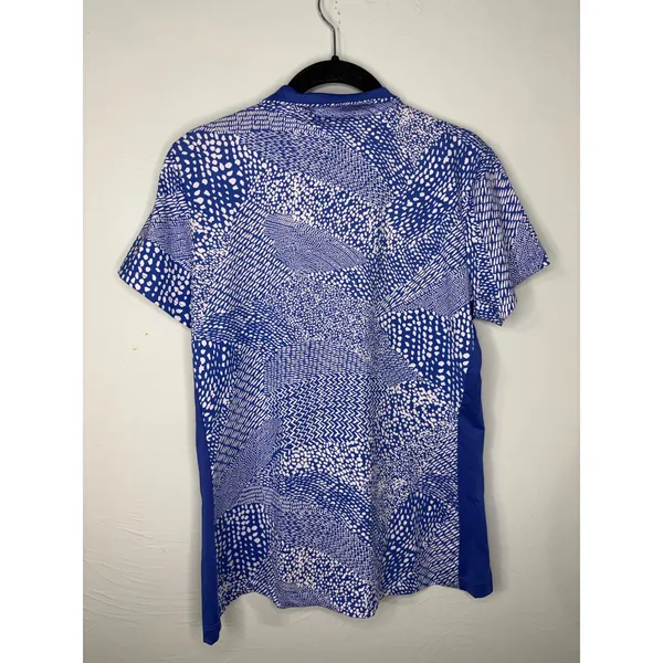 Tail Quarter Zip Polo Golf Shirt Women's Medium White Label Blue White Geometric - Image 3