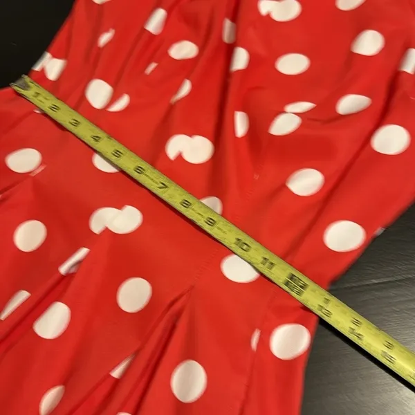 Dressbarn Red White Polka‎ Dot Dress Sleeveless Fit Flare Pockets Retro Size 4 - Image 4