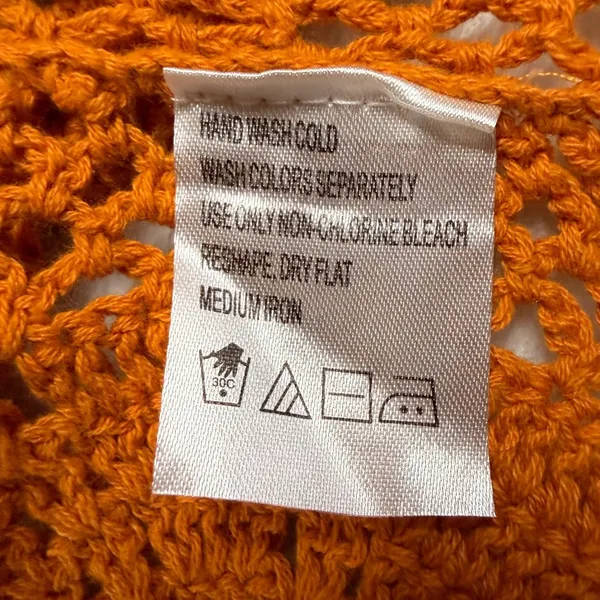Jessica London 22/24‎ Orange Crochet Knit Floral Medallion Cardigan Boho Hippie - Image 7