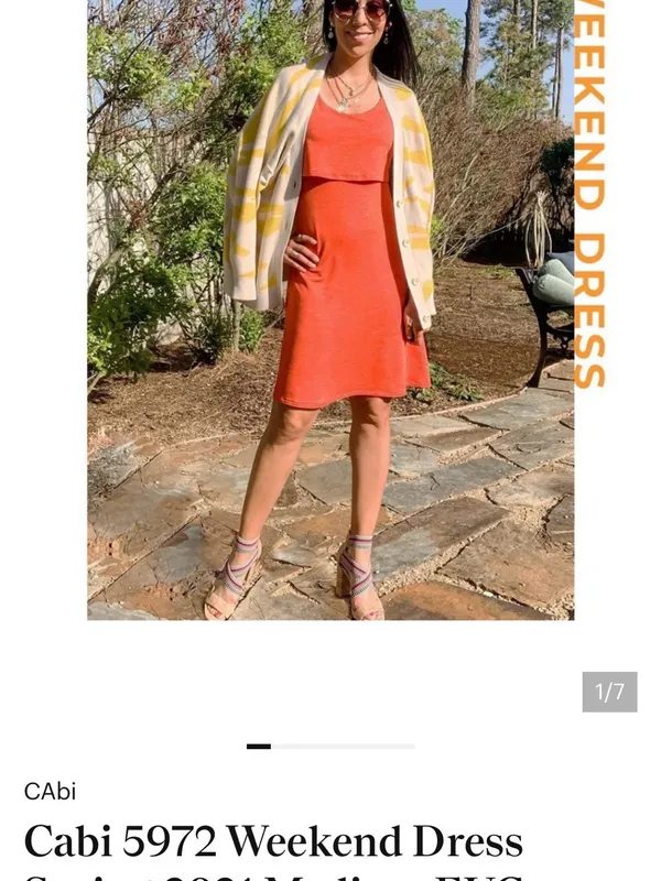 CAbi The Weekend Dress #5792 Bright Coral Layered Sleeveless Midi Dress - Image 9