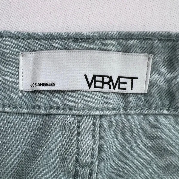 Vervet 90s Vintage High Rise Distressed Crop Wide Leg Jeans Green-Grey Size 27 - Image 6