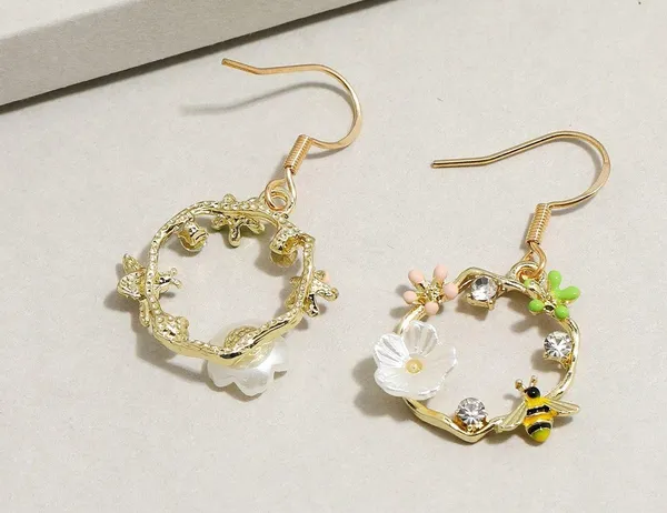 Bee Flower Dangle Drop Earrings for Women Multi - Image 4