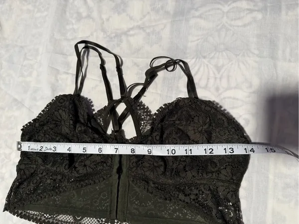 aerie joy Olive Lace Front-Closure Bralette size L NON PADDED. - Image 10