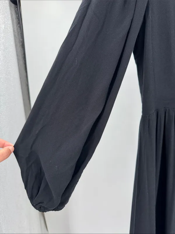 And Now This square neck Black Long-Sleeve Midi Dress slit M casual witchy - Image 8