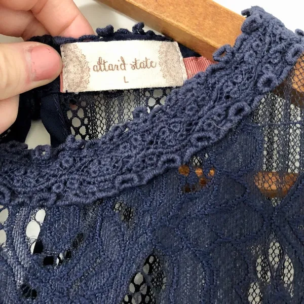 Altar’d State Blue & Black Lace Sleeveless Blouse - Image 6
