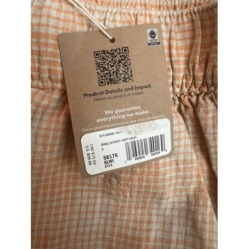Patagonia Garden Island Shorts Womens Small Orange Gingham Hemp Blend NWT - Image 5