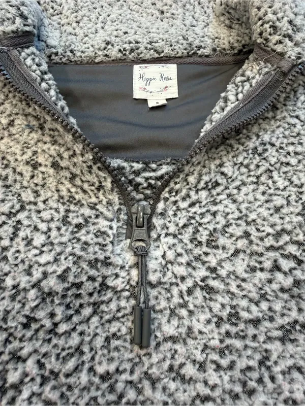 Women’s Gray Hippie Rose Half-Zip Pullover Fleece - Image 9