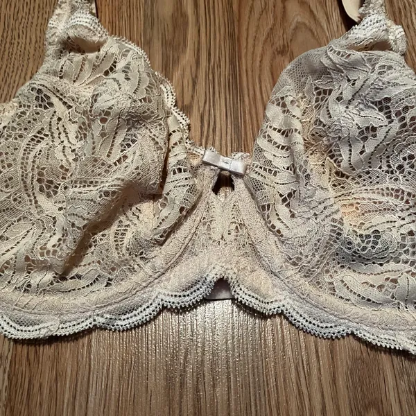 Felina Like New 36DD 115073 Peridot Unlined Lace Mesh T Shirt Bra Women’s Nude Beige - Image 10