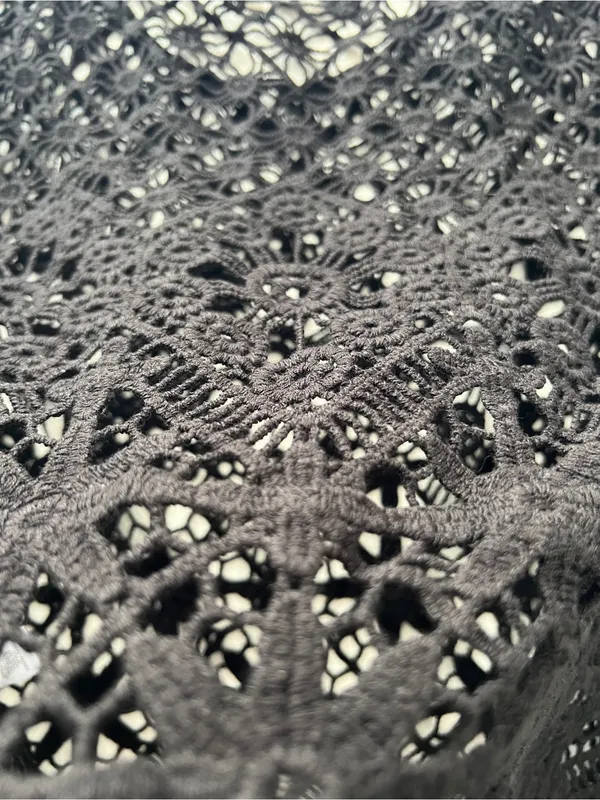 Active USA Black Crochet Lace Crop Top Size M Sheer Boho 100% Cotton - Image 7