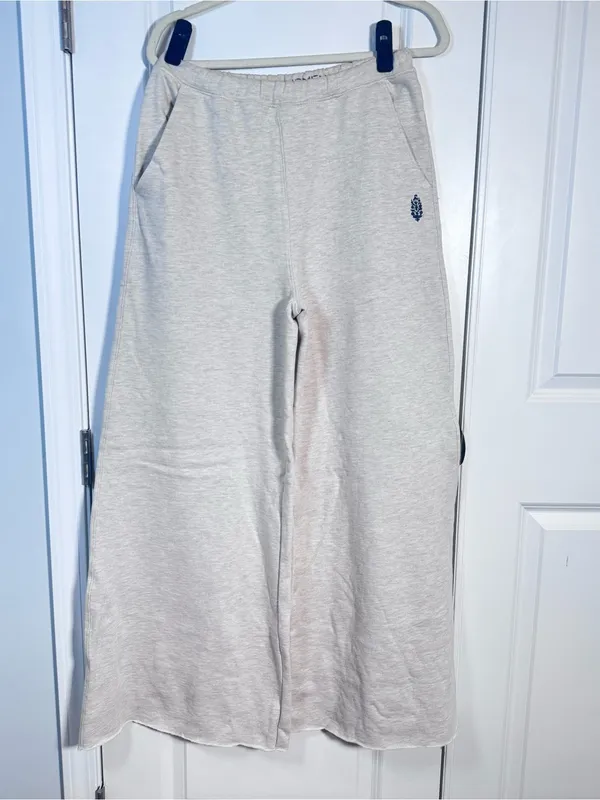 FP Movement For The Win Wide Leg Pants XS Oatmeal Heather Raw Hem Free People - Image 2