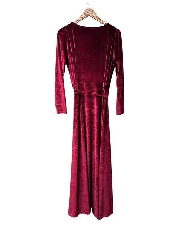 Baltic Born Meghan Velvet Short Sleeve Wrap Maxi Dress Red Large Romantic Goth - Image 5