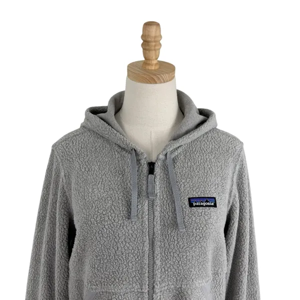 Patagonia Shearling Hoodie Full Zip Grey Sz S - Image 3