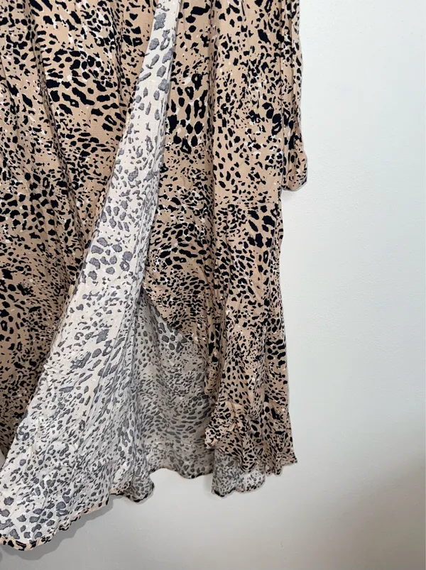 Maurices Animal Print High Rise Faux Wrap Midi Skirt Tan Black - Image 6