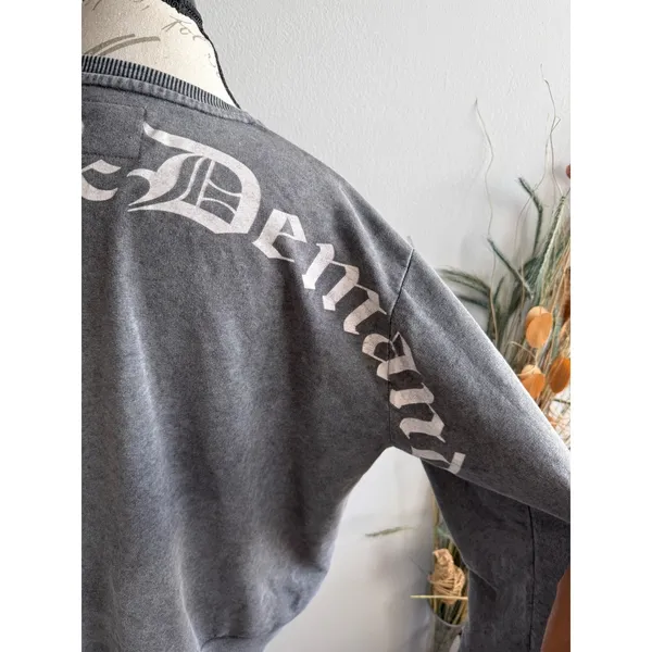 Supply & Demand Washed Grey Gothic Graphic‎ Sweatshirt Womens Medium - Image 6