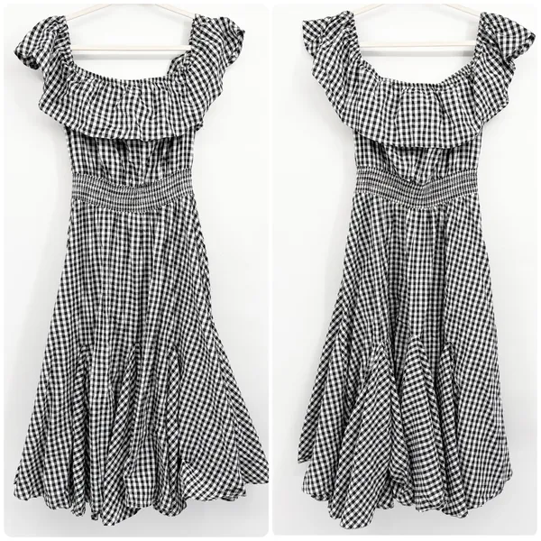Chelsea & Theodore Womens Gingham Smocked Cottagecore Picnic Milkmaid Dress XL - Image 3