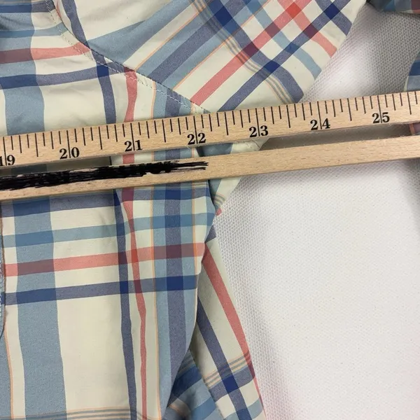 Columbia PFG Super Bahama Shirt Womens Large Beige Plaid Long Sleeve Fishing Sun - Image 7