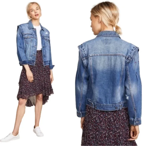Joie Vintage-inspired Demanda Distressed Denim Jacket size small - Image 4