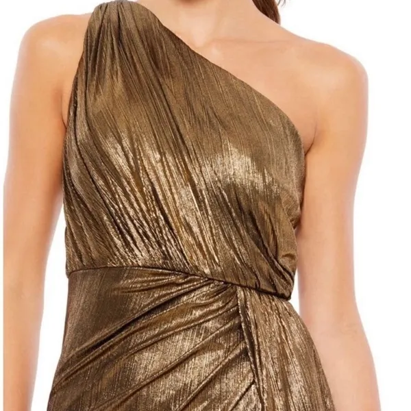 Mac Duggal 26537 Womens Draped One Shoulder Grecian Metallic Gown Dress - Image 7