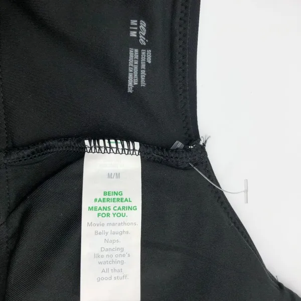 Aerie Bikini Top Scoop Neck Removable Cups Black M - Image 3