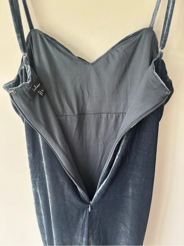 Lulus Plush Personality Slate Blue Velvet Ruched Bodycon Midi Dress Formal - Image 11