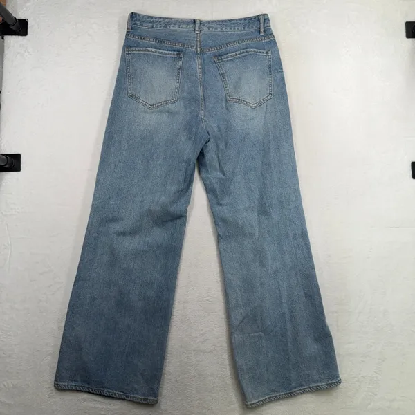 S.O.N.G. 9 29 Jeans Wide Leg Distressed High Rise Button Fly Boho Grunge Punk - Image 8
