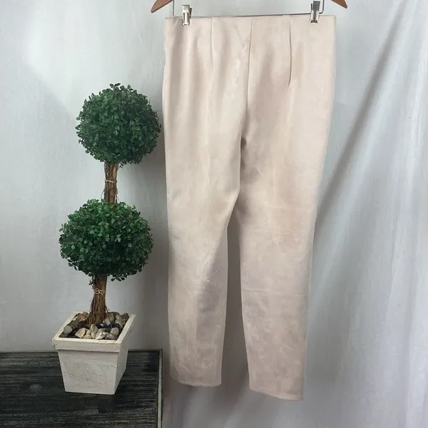 Tahari Pale Pastel Pink Faux Suede Trouser Pants M - Image 4