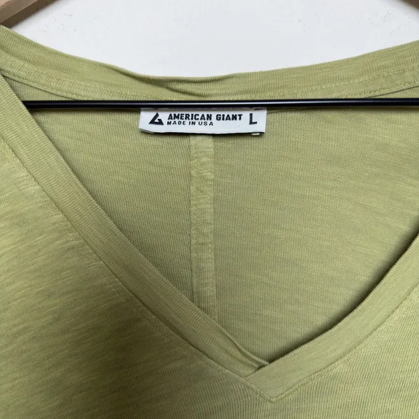 American Giant Women Cotton T-Shirt Large Green V-Neck Short‎ Sleeve - Image 6