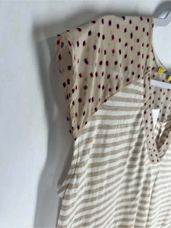 Anthropologie‎ Neutral Beige & White Striped V‑Neck Tee - Image 6