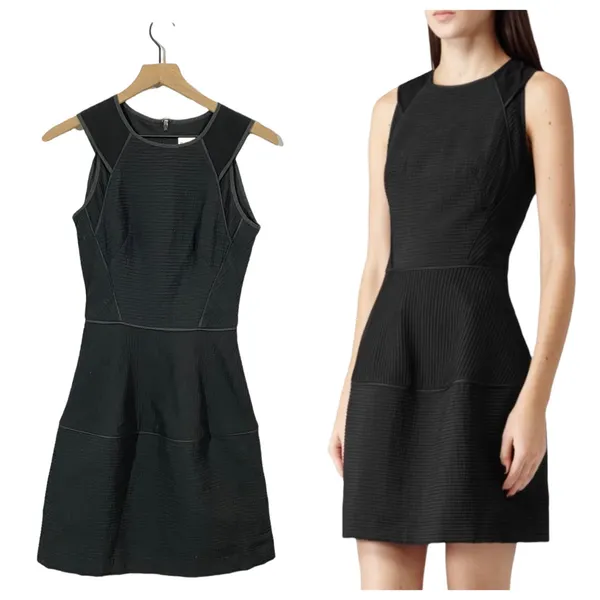 Reiss Zaria-Sheer Stripe Dress - Black - US 2 - Image 2