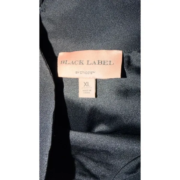 Chico's Black Label Black Satin Mock Neck Dolman Sleeve Blouse XL - Image 6