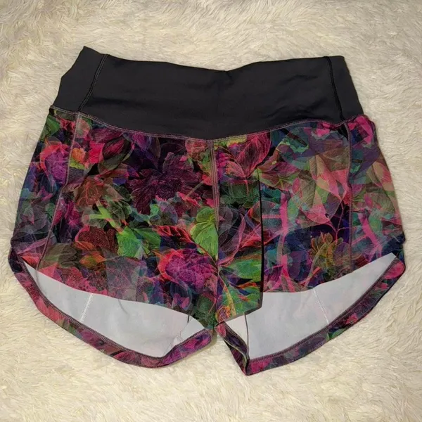 Lululemon Speed Up Lined Short 4" Vivid Floral Tone Multi Graphite Grey Sz 0 - Image 3