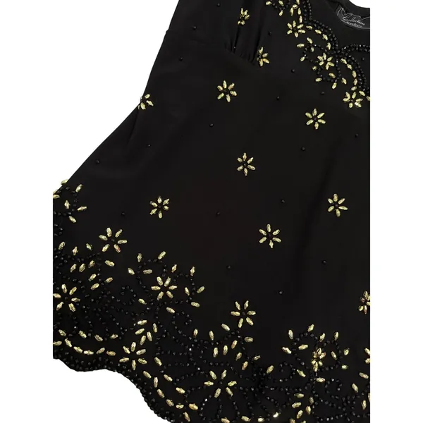 Y2K PL Dress Barn Boho Floral Sleeveless Beaded Formal Tank Top Shirt - Image 3