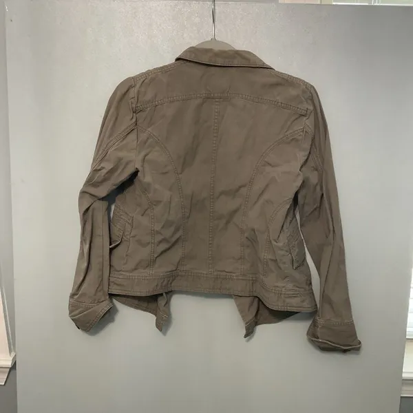 Eddie Bauer Hipstop Utility Jacket Khaki Button Front Collared Womens Small - Image 2