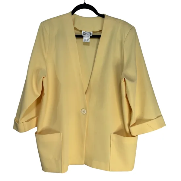 Frayne Womens Size 20 Light Yellow 3/4 Sleeve Blazer Jacket‎ Style 3465 - Image 7