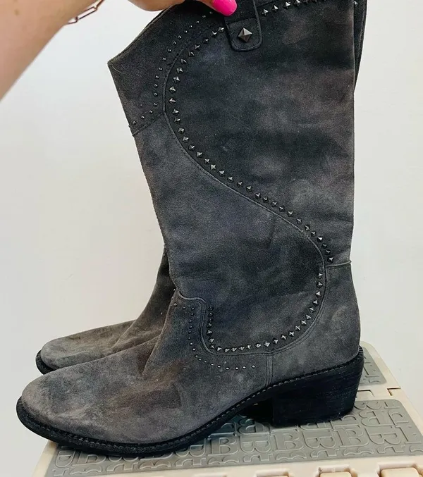 B Makowsky Tall Gray Suede Riding Boots LeAnn Womens 8.5 Western - Image 3