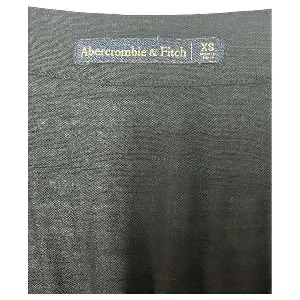 Abercrombie Fitch Jumpsuit Womens XS Lightweight V Neck Short Sleeve Pockets Blk - Image 8