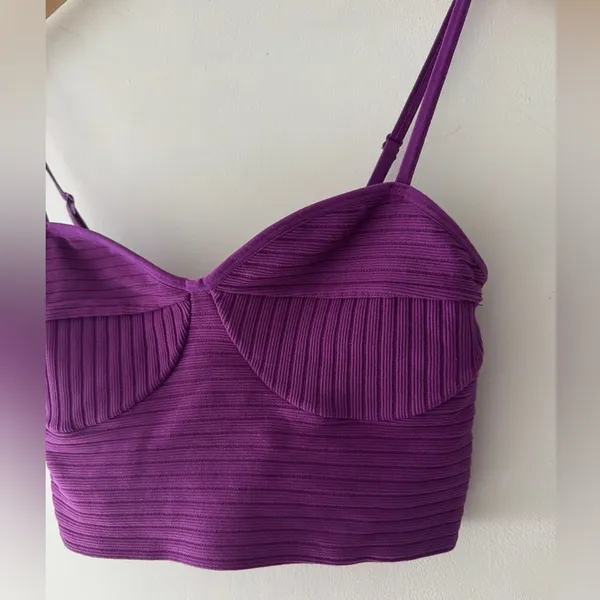 Garage Purple Seamless Bustier Ribbed Cami‎ Crop Top Sweetheart Neckline - Image 3