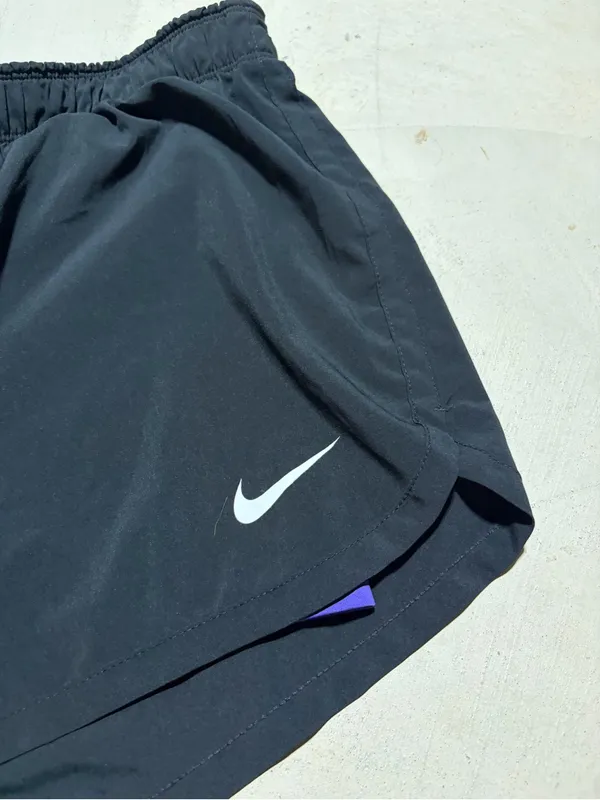 Nike Women’s Black Running Shorts with Purple lining medium - Image 3