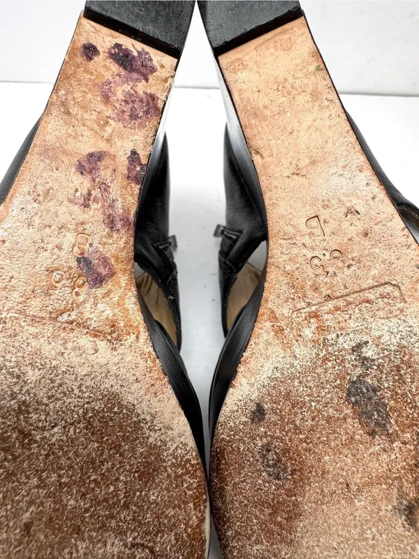 COACH black leather peep toe wedge shoes, size 8.5B - Image 15