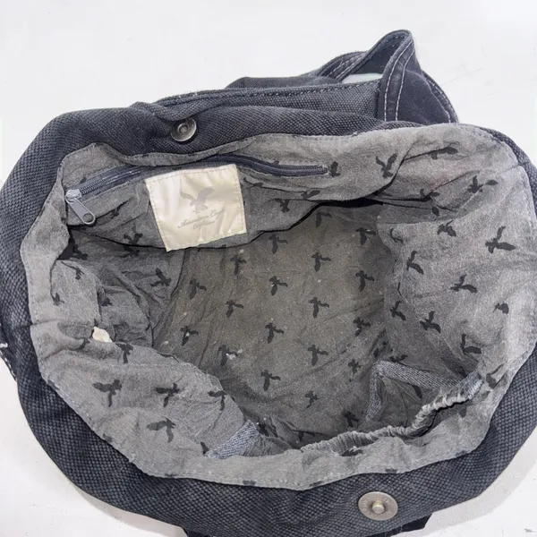 Vintage 2000s Y2K American Eagle Black Gray Canvas Boho Hobo Shoulder Bag Purse - Image 5