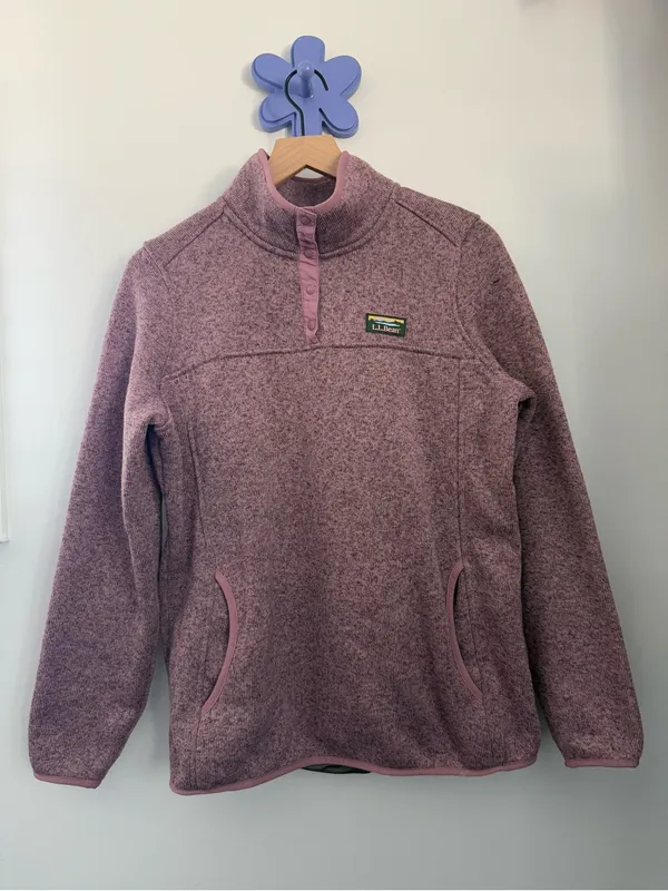 L.L.Bean Large Sweater Fleece Pullover Washed Orchid Outdoor Travel Hike - Image 3