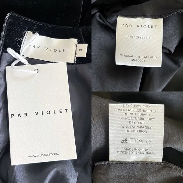 Par Violet National Anthem Velvet Babydoll Dress Mini Black‎ Small NWT - Image 7